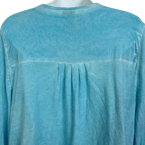 CHICO'S Open Waterfall Lightweight Long Sleeve Cardigan Sweater Sky Blue sz 2 /L - Picture 12 of 16